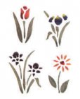 Wandschablone Vier Blumen