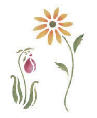 Wandschablone Blumenduo