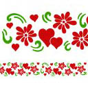 Wandschablone Herzchen & Blumen